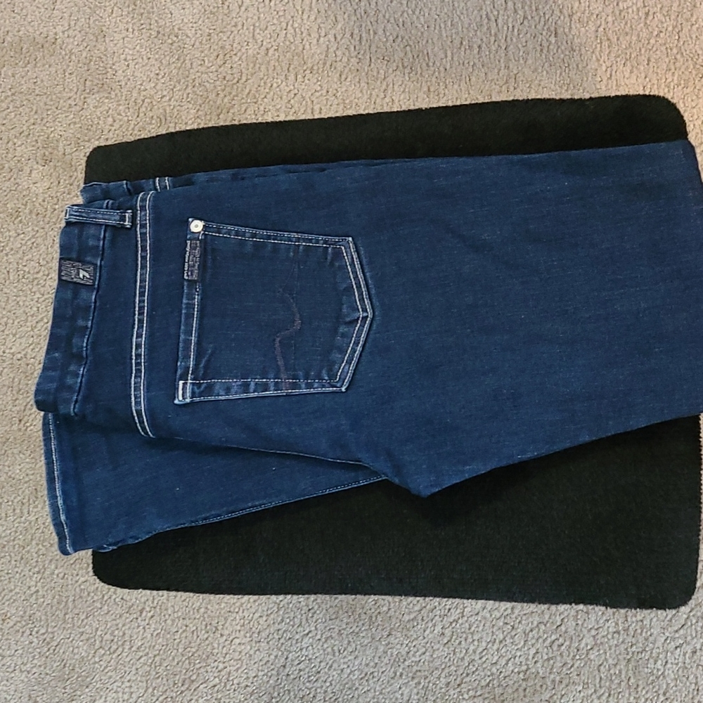 7 For All Mankind high rise Gwenevere dark wash skinny jeans, size 28